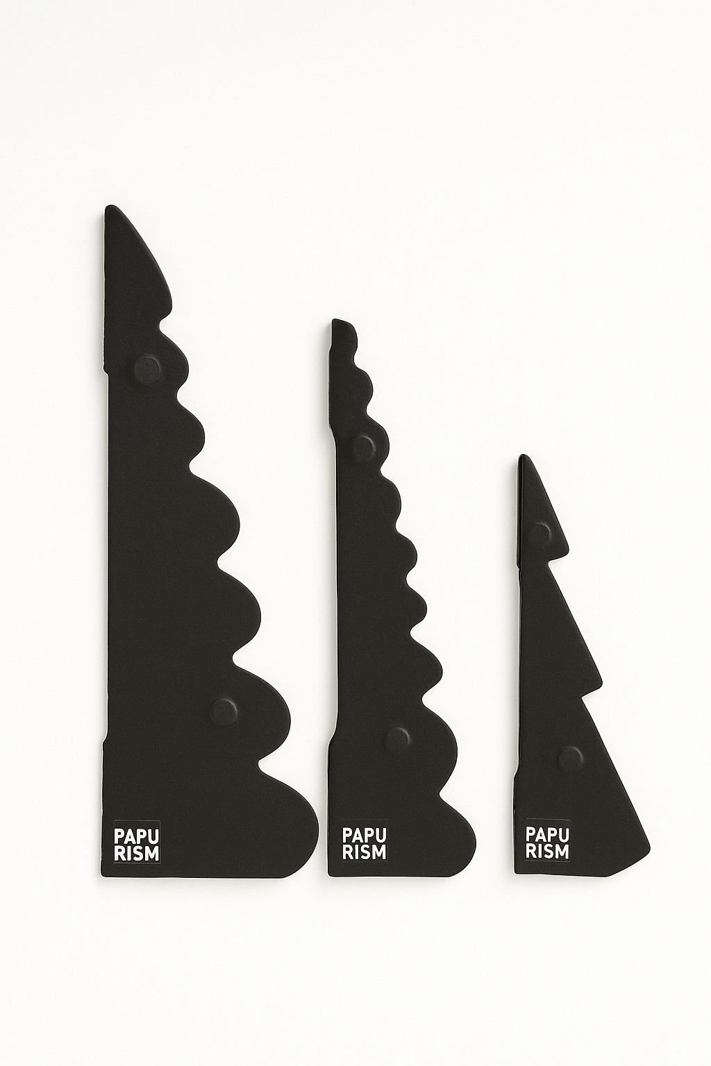 Schwarze Papier-Weihnachtsbäume | Design Deko Set aus Papier | Nachhaltige Weihnachtsdekoration | Minimalistische skandinavische Deko