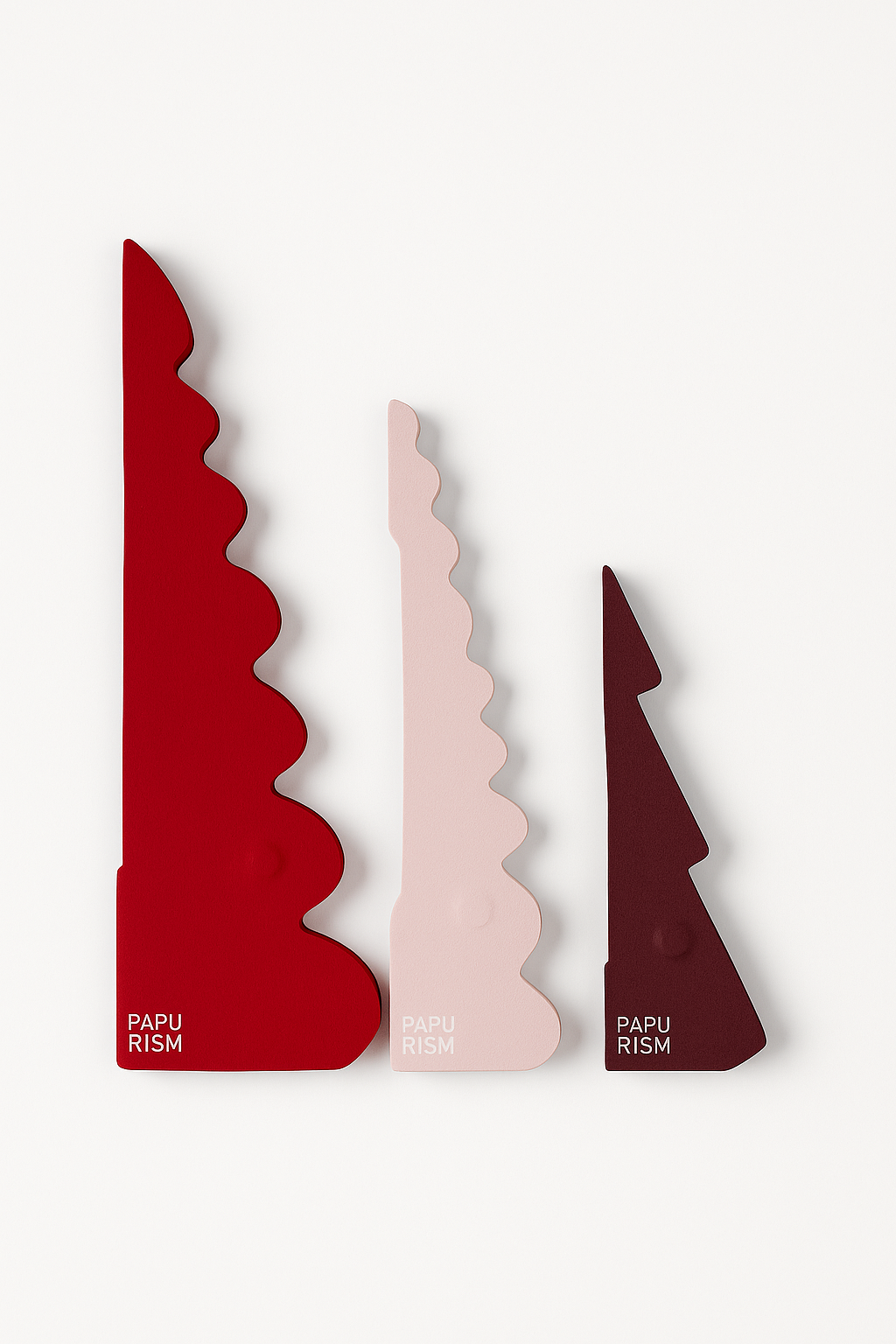 Rote Papier-Weihnachtsbäume | Design Deko Set aus Papier | Nachhaltige Weihnachtsdekoration | Minimalistische skandinavische Deko