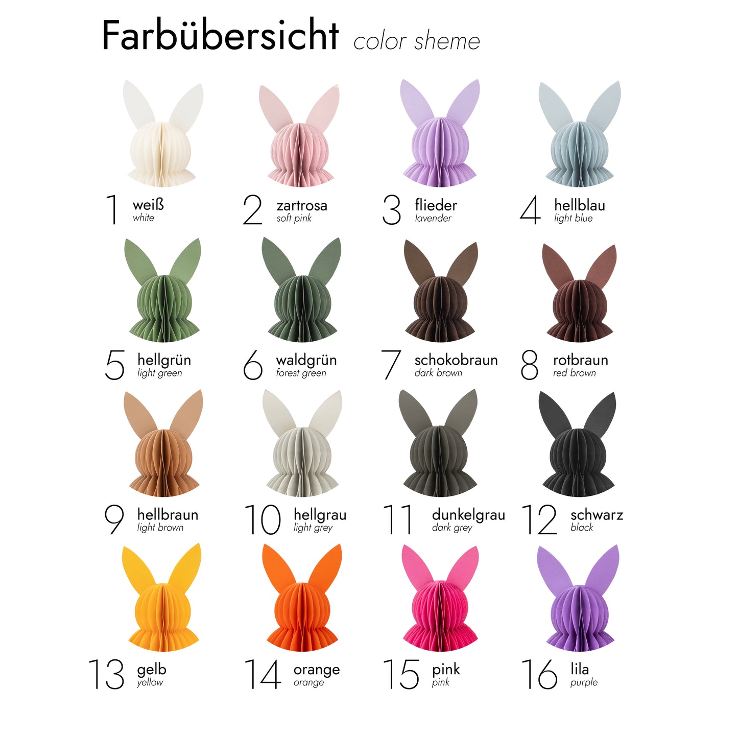 Minimalistische Osterhasen aus Papier – knallig Bunt, Farbenfroh