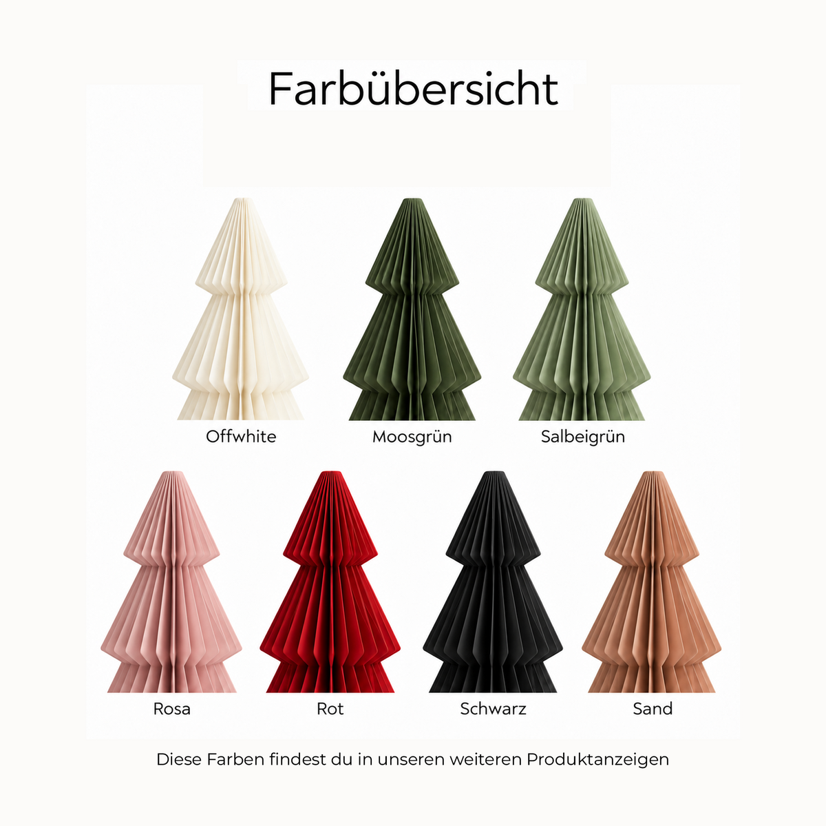 Papier-Weihnachtsbaum Sanna – 50 & 70 cm, Grün & Offwhite