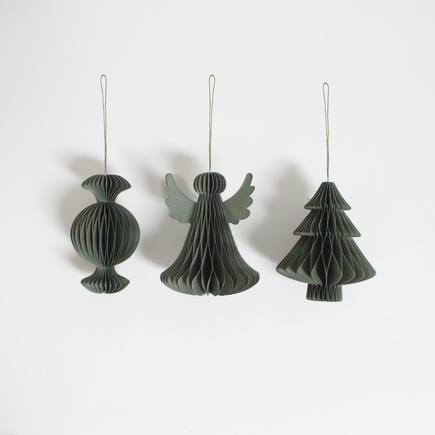 Papier-Christbaumkugeln Set Engel, Tanne & Bonbon