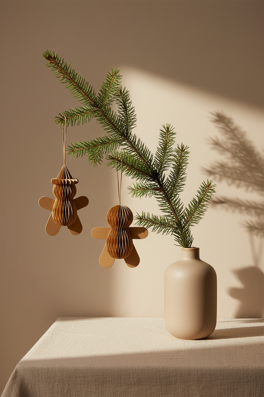 Papier-Baumschmuck Lebkuchenmann – Anhänger Karamellbraun