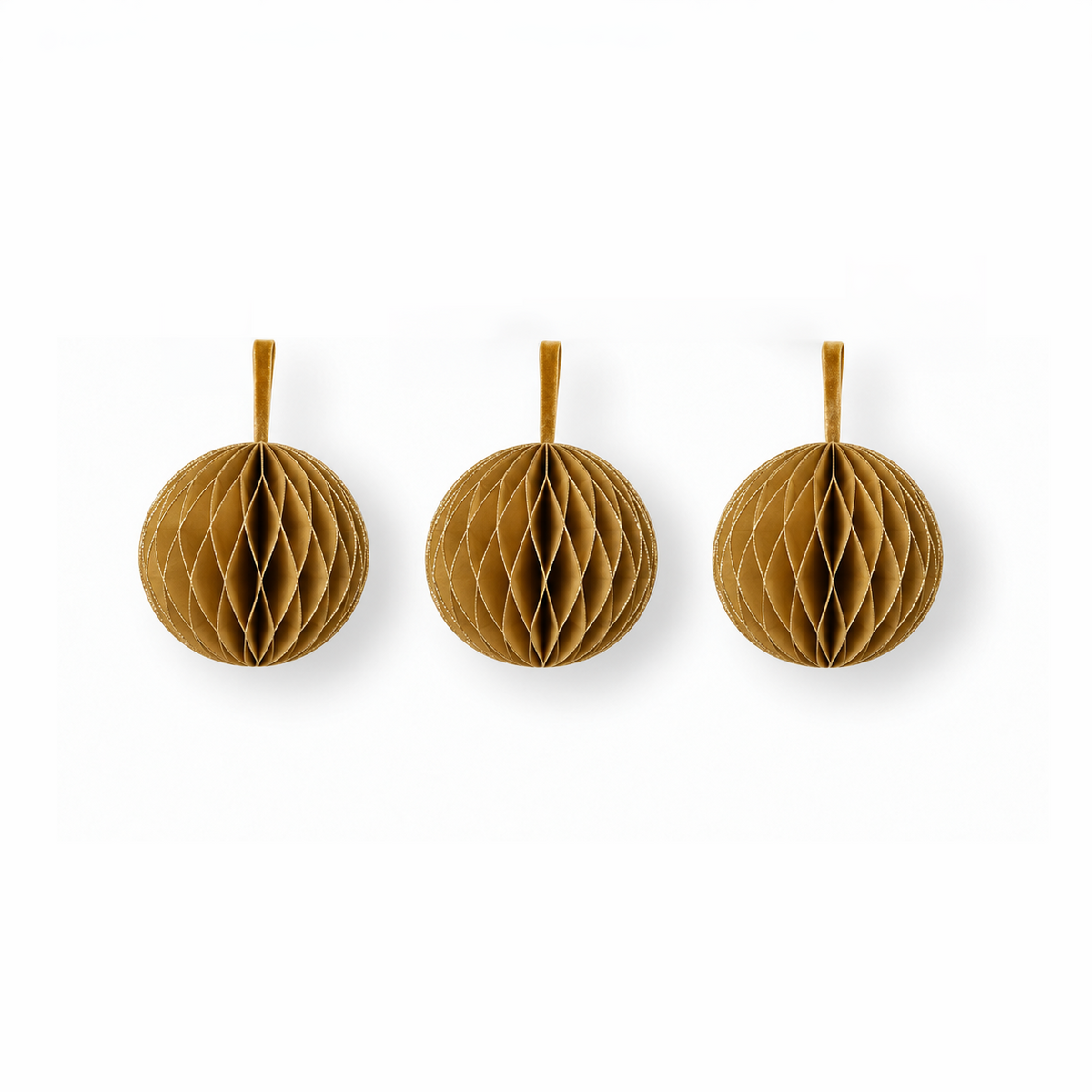 Papier-Christbaumschmuck Kugeln & Ornamente mit Glitzer 3er-Set in Gold