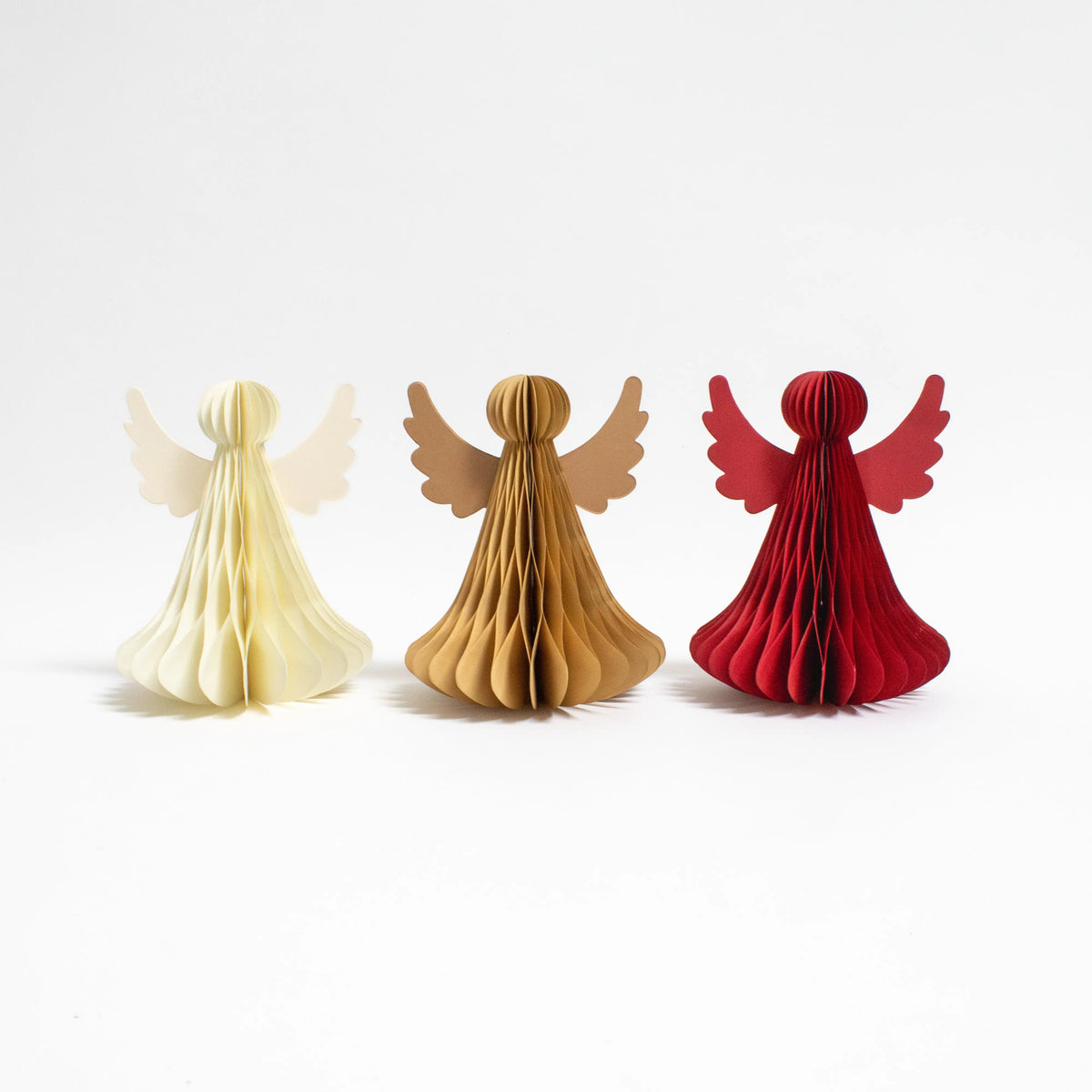 Papier-Engel 15 cm – Offwhite, Natur & Karminrot