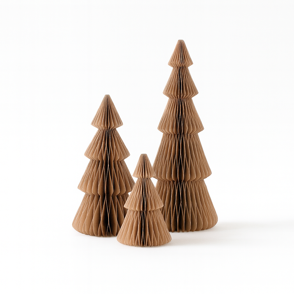 Papier-Weihnachtsbaum – Schwarz, Silber, Sand & Espresso, 15 bis 50 cm