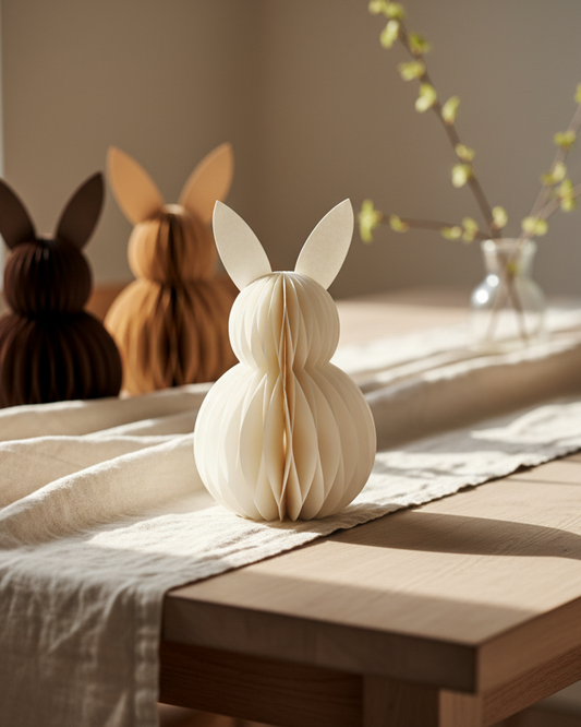 Minimalistische Osterhasen aus Papier – naturfarben