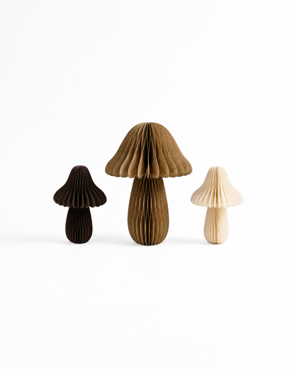 Bunte Papierpilze Herbstdeko 3-er Set braun
