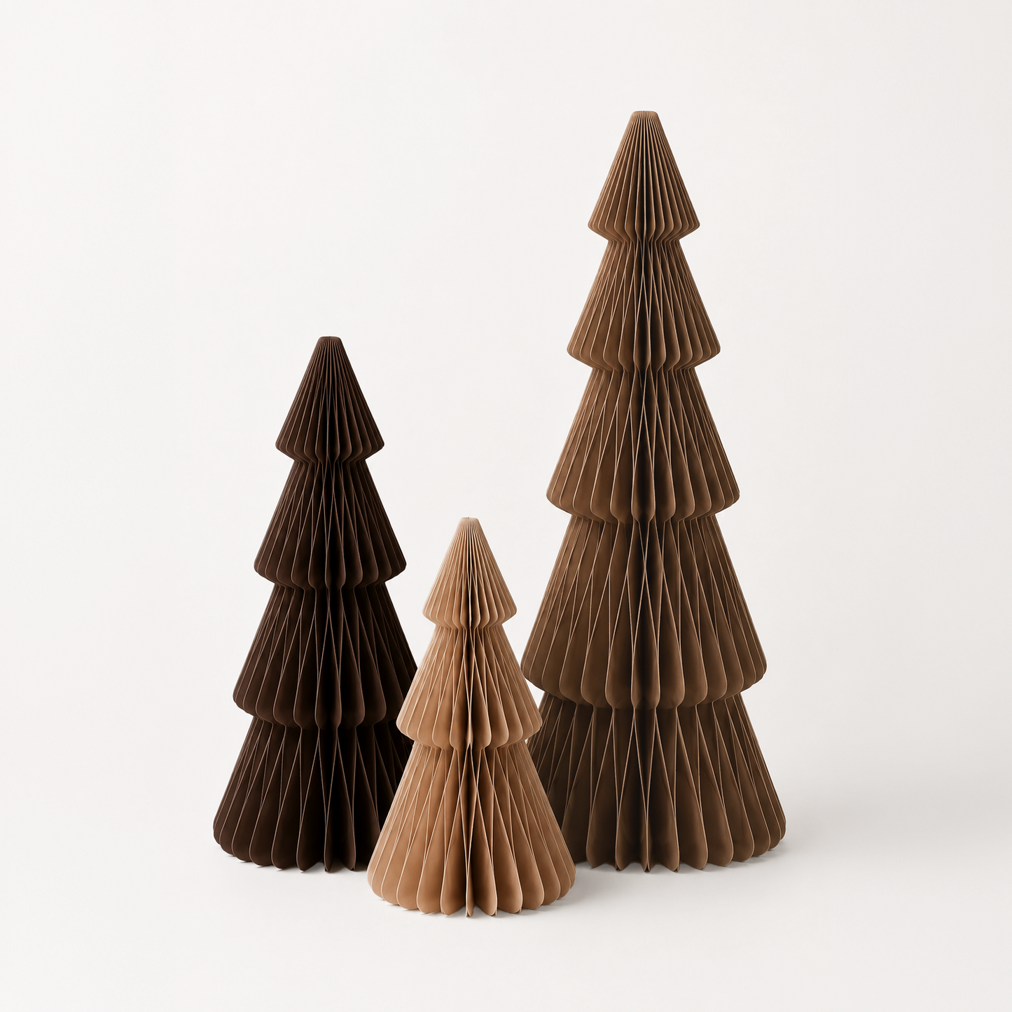 Papier Weihnachtsbaum Set – Sand, Braun & Kaffee