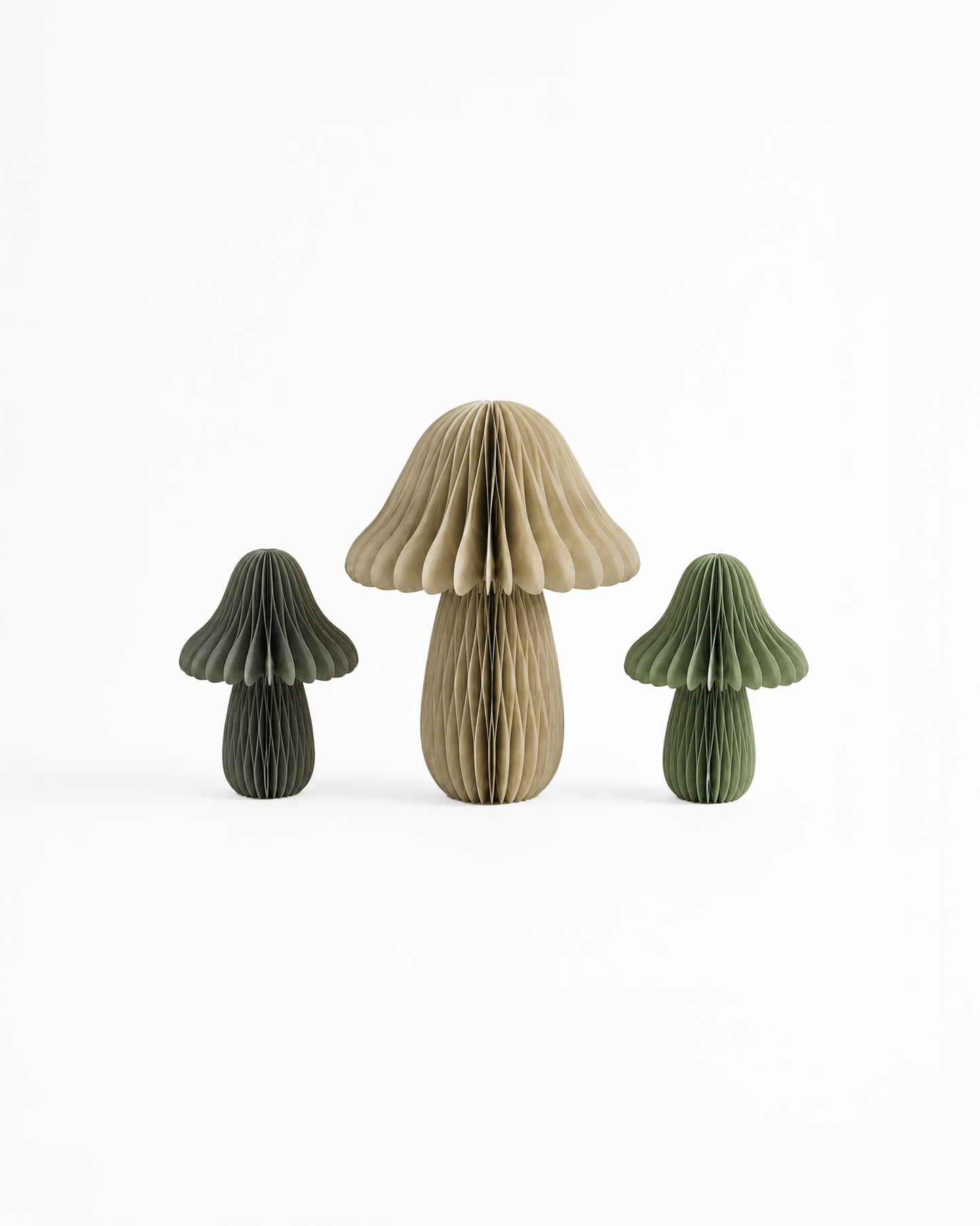 Bunte Papierpilze Herbstdeko 3-er Set braun