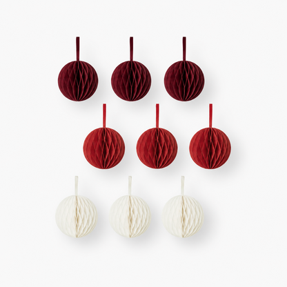 Christbaumschmuck aus Papier – Kugeln & Ornamente rot