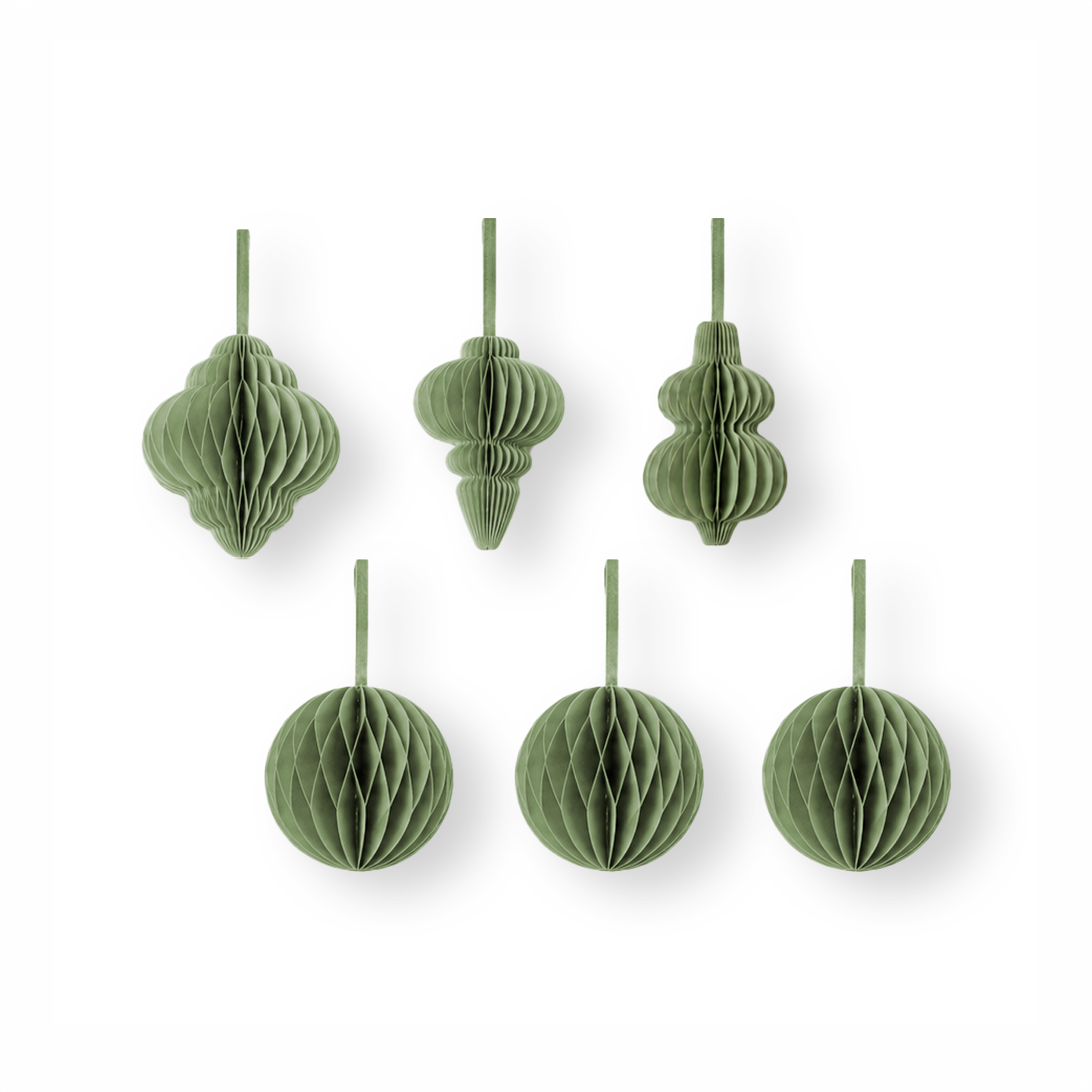 Christbaumschmuck aus Papier – Kugeln & Ornamente grün