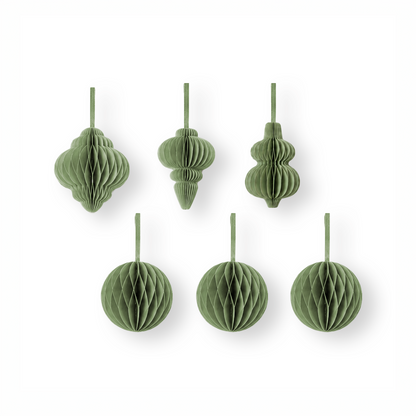 Christbaumschmuck aus Papier – Kugeln & Ornamente grün