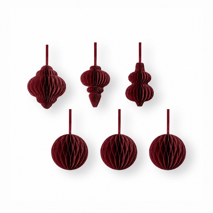 Christbaumschmuck aus Papier – Kugeln & Ornamente rot