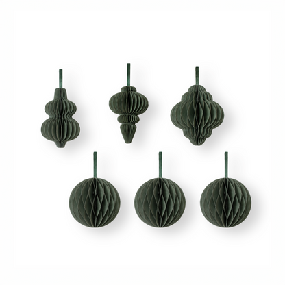 Christbaumschmuck aus Papier – Kugeln & Ornamente grün