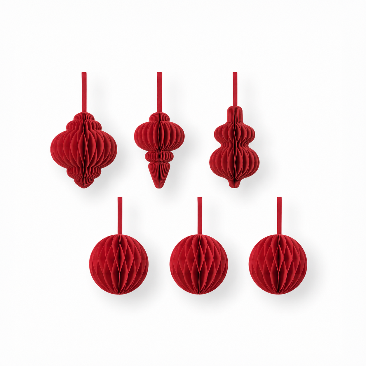 Christbaumschmuck aus Papier – Kugeln & Ornamente rot