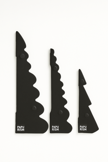 Schwarze Papier-Weihnachtsbäume | Design Deko Set aus Papier | Nachhaltige Weihnachtsdekoration | Minimalistische skandinavische Deko