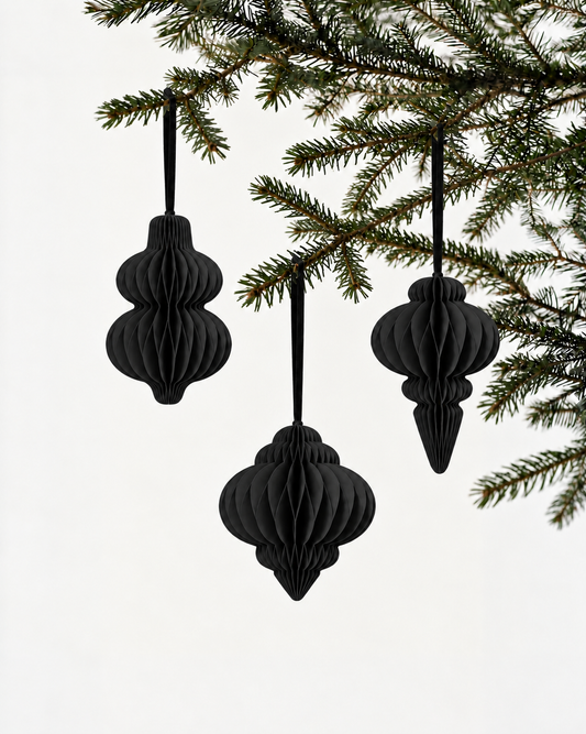 Papier-Christbaumschmuck Kugeln & Ornamente – Schwarz