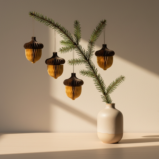 Papier Baumschmuck Haselnuss, Baumanhänger Christbaum braun Nuss