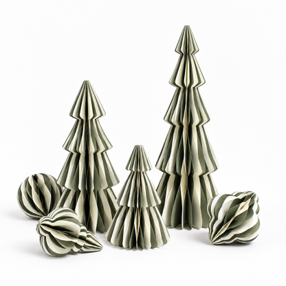 Papier-Weihnachtsbaum zweifarbig Grün – 15 bis 35 cm