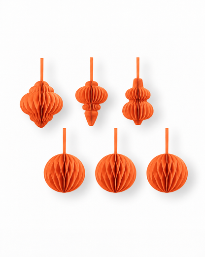 Papier-Christbaumschmuck Kugeln & Ornamente – Rosa, Flieder & Orange