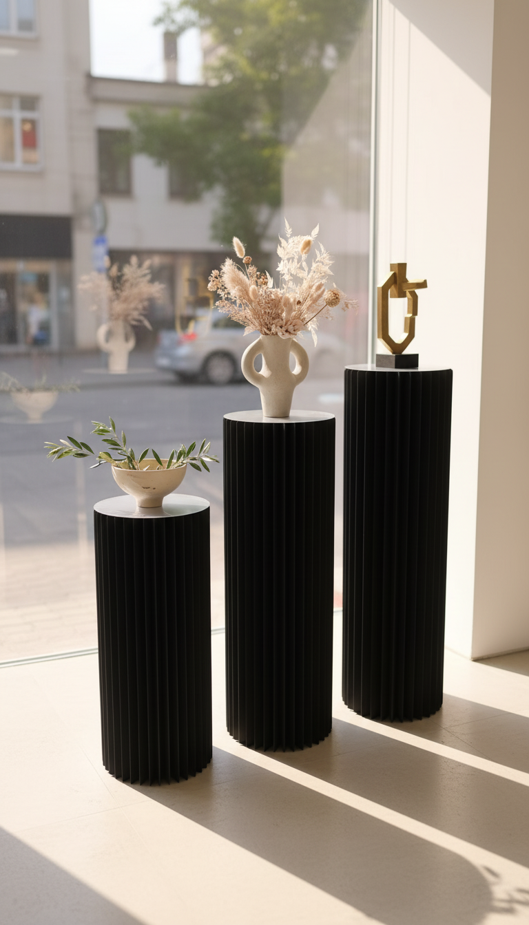 Papiersäulen – Skulpturale Displays für Blumenläden