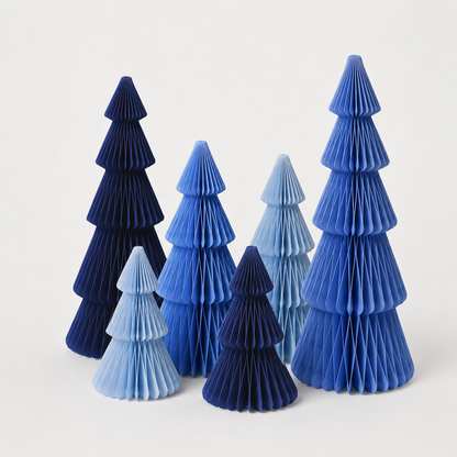 Papier Weihnachtsbaum Set – Eisblau, Fjordblau & Mitternacht