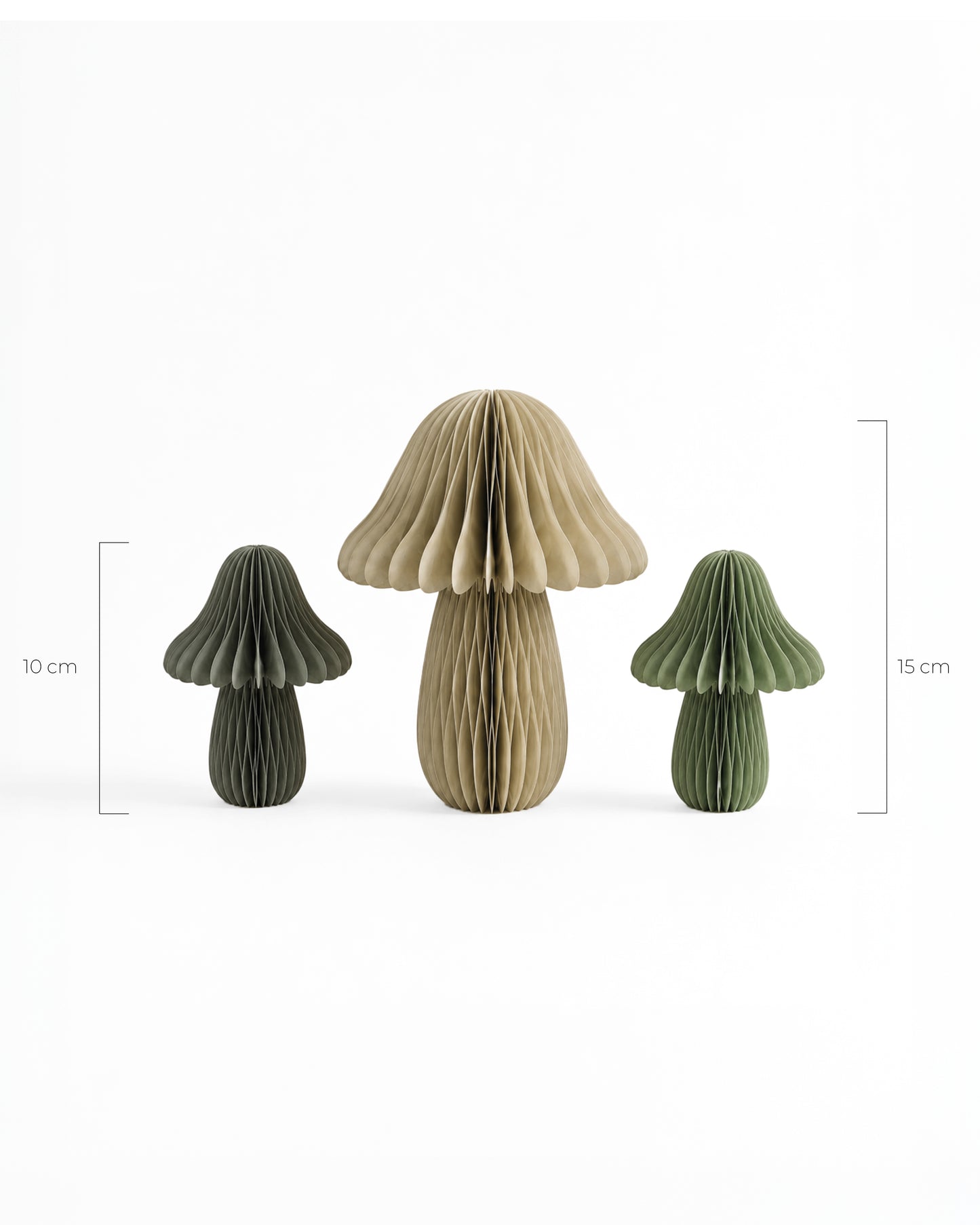Bunte Papierpilze Herbstdeko 3-er Set braun