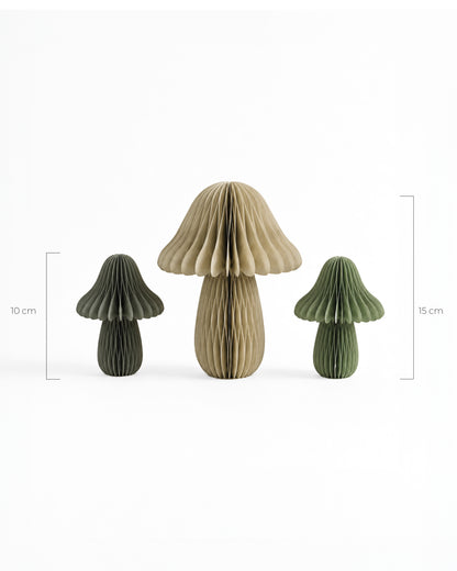 Bunte Papierpilze Herbstdeko 3-er Set braun