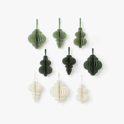 Christbaumschmuck aus Papier – Kugeln & Ornamente grün