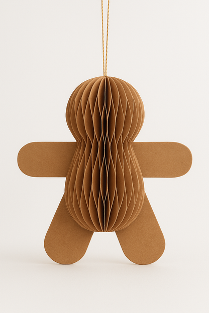 Papier-Baumschmuck Lebkuchenmann – Anhänger Karamellbraun