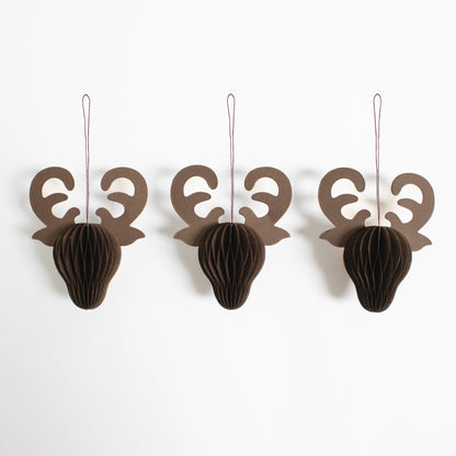 Papier-Baumschmuck Rentier – Anhänger Dunkelbraun, 10 cm