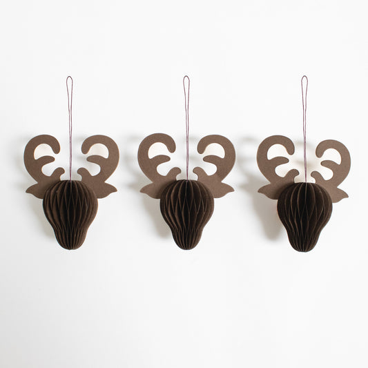 Papier-Baumschmuck Rentier – Anhänger Dunkelbraun, 10 cm