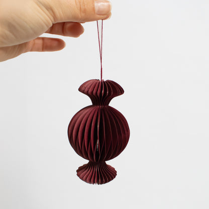 Papier-Baumschmuck Set Engel, Tanne & Bonbon in Dunkelrot