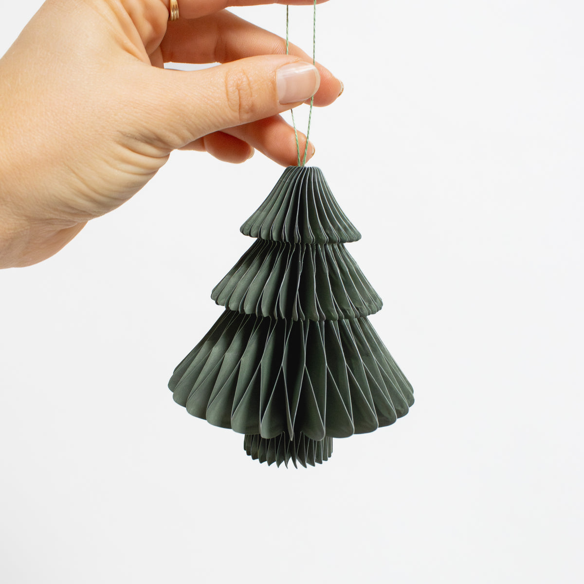 Papier-Baumschmuck Set Engel, Tanne & Bonbon in Grün