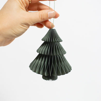 Papier-Baumschmuck Set Engel, Tanne & Bonbon in Grün