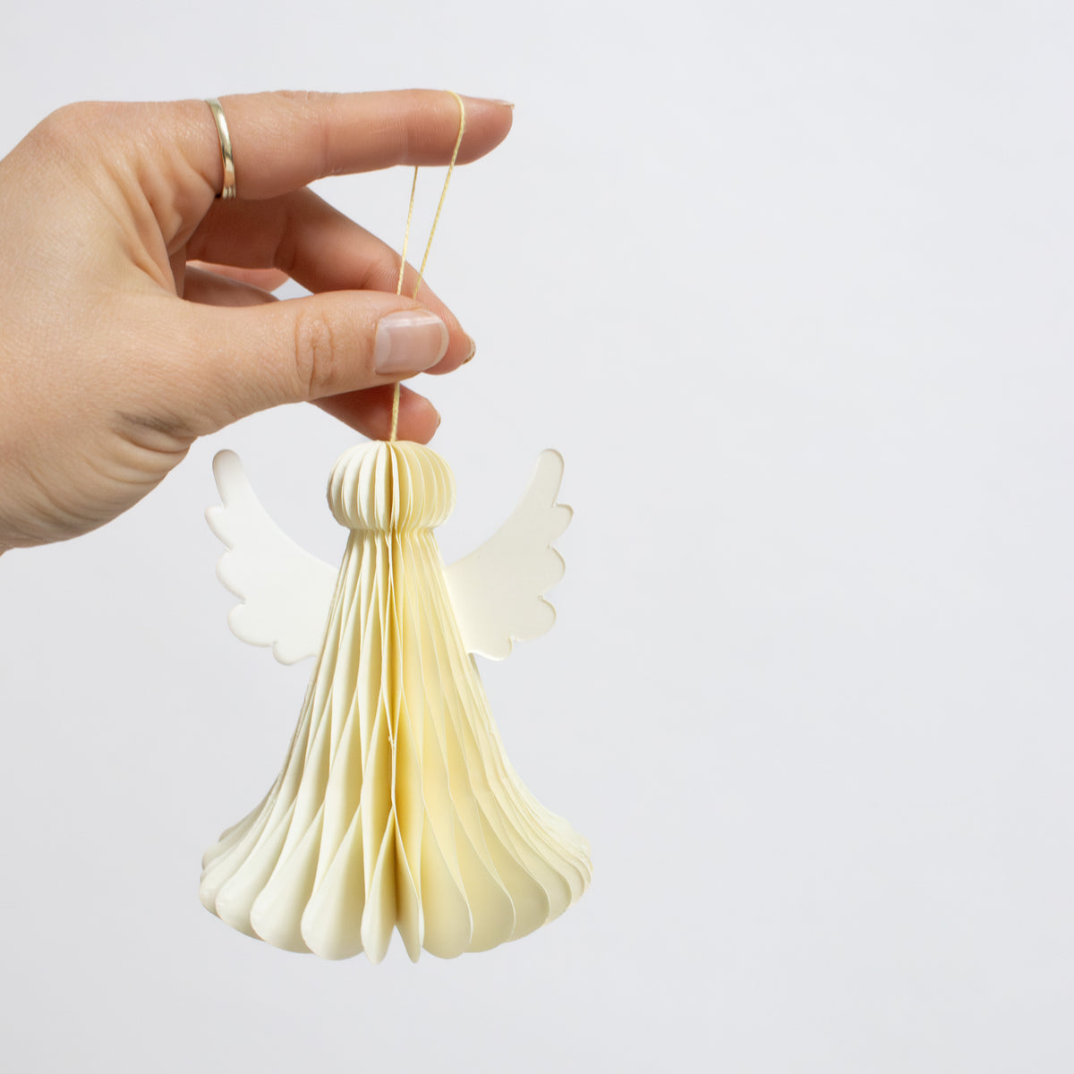 Papier-Baumschmuck Set Engel, Tanne & Bonbon in Weiß