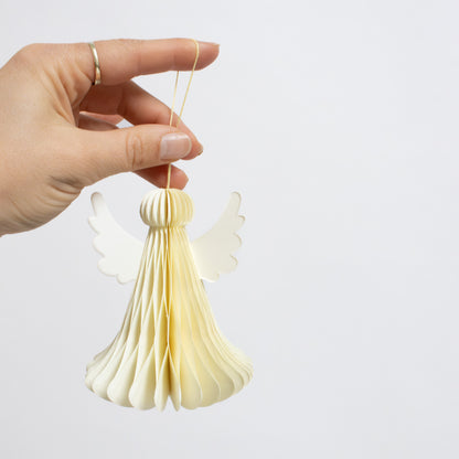 Papier-Baumschmuck Set Engel, Tanne & Bonbon in Weiß