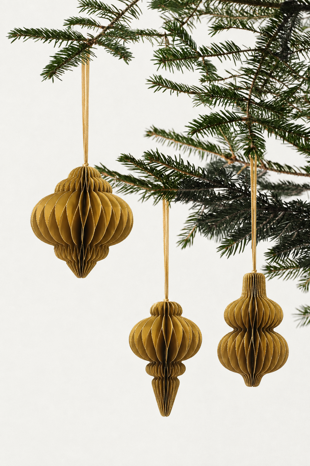 Papier-Christbaumschmuck Kugeln & Ornamente mit Glitzer in Gold