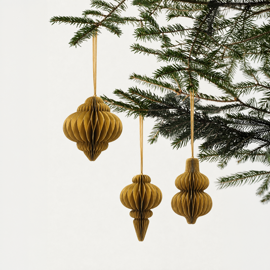 Papier-Christbaumschmuck Kugeln & Ornamente mit Glitzer – Gold & Silber