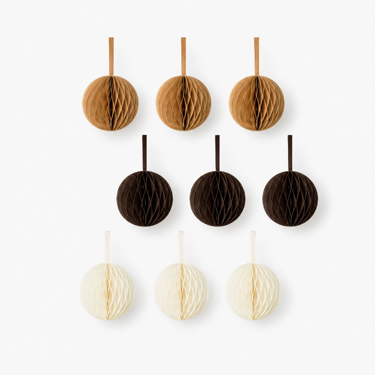 Papier-Christbaumschmuck Kugeln & Ornamente 3er-Set