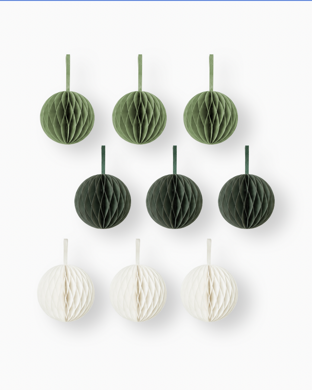 Papier-Christbaumschmuck Kugeln & Ornamente 3er-Set