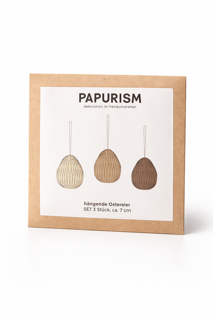 Papier-Ostereier 7 cm Beige – 3er & 6er Set