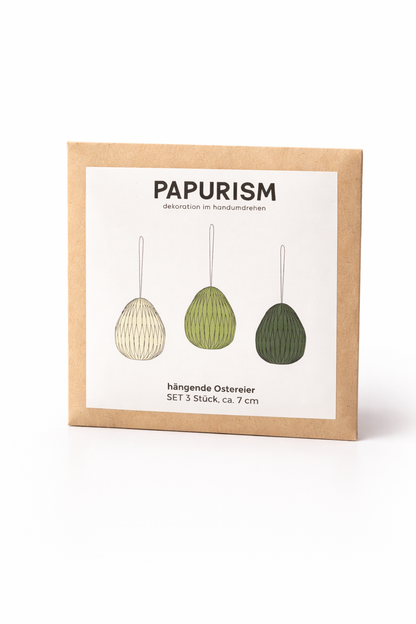 Papier-Ostereier 7 cm Salbeigrün – 3er & 6er Set