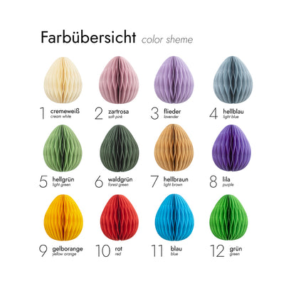 Papier-Ostereier zum Aufhängen Natur – Farbübersicht