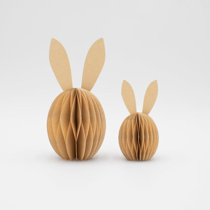 Papier-Osterhase klein – Beige, Hellgrau & Moosgrün, 10 & 15 cm