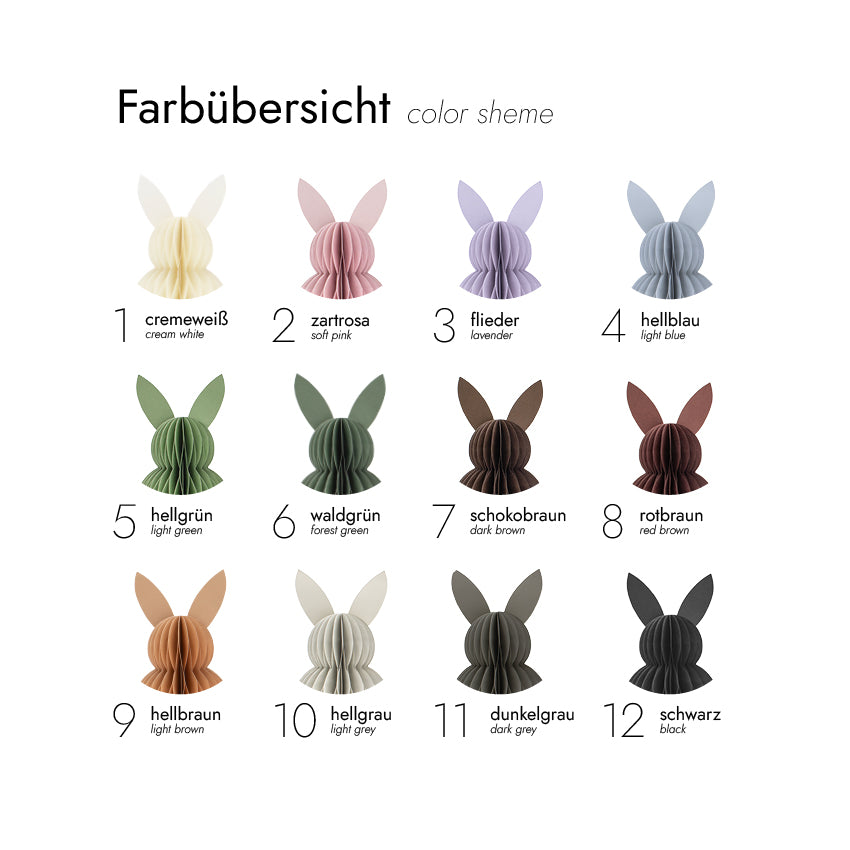 Papier-Osterhase minimalistisch – Farbübersicht
