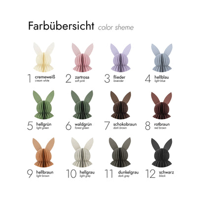 Papier-Osterhase minimalistisch – Farbübersicht