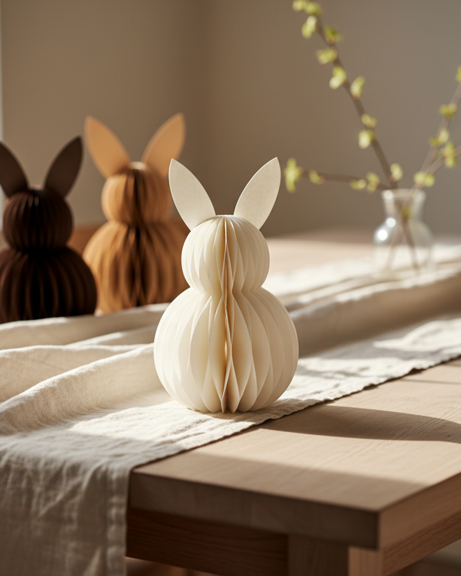 Papier-Osterhase minimalistisch – Naturtöne, 15 bis 35 cm