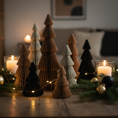 Papier-Weihnachtsbaum in Schwarz, Braun & Silber