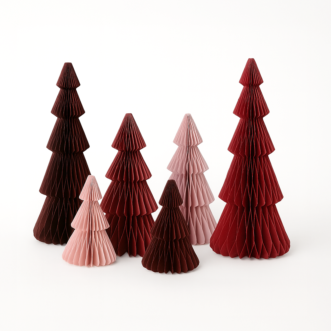 Papier-Weihnachtsbaum klein in Rosa & Rot